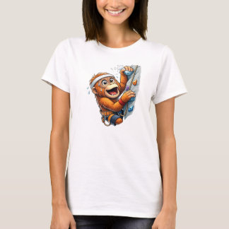 T-shirt Cute Monkey Rock Climbing Cartoon