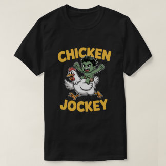 T-shirt Cute Muscular Green Kid Riding Chicken – Chicken J