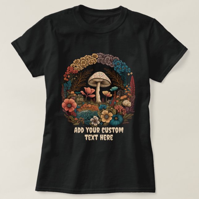 T-shirt Cute Mushroom House Floral, Amateurs de champignon (Design devant)