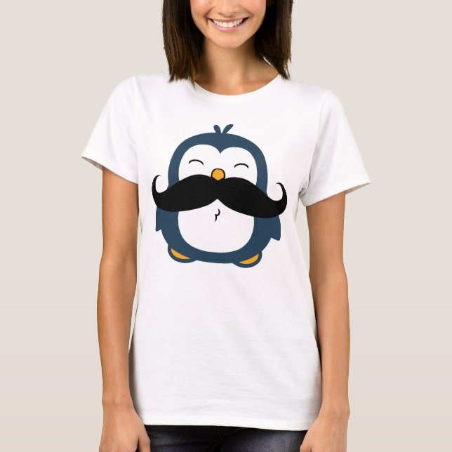 T-shirt Cute Mustache Penguin (Devant)