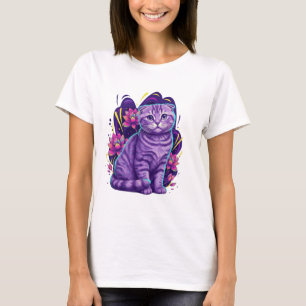 T-shirt Cute Neon Cat Imaginaire Art