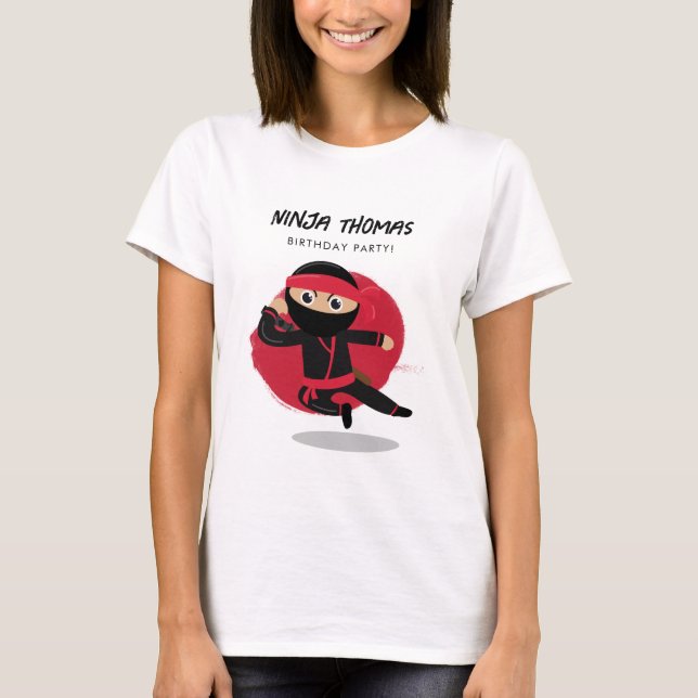 T-shirt Cute Ninja Black & Red Anniversaire de enfant Part (Devant)