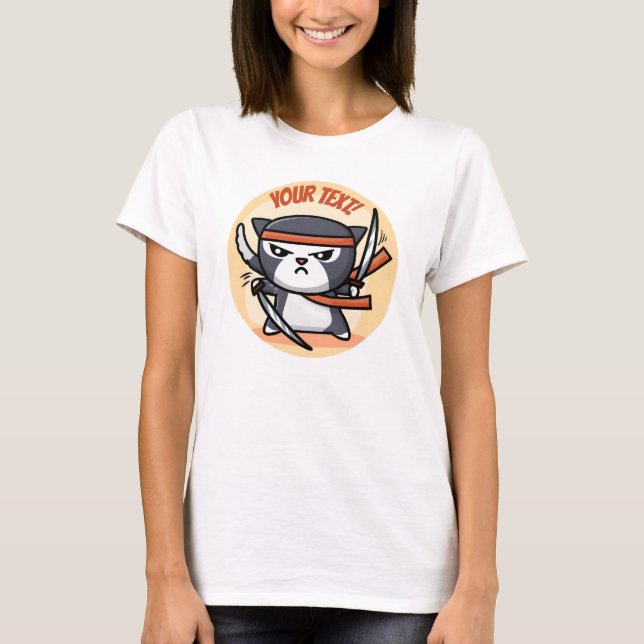 T-shirt Cute Ninja Cat (Devant)