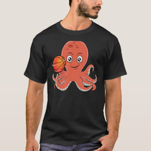 T-shirt Cute Octopus Baketball Ball Sports Hobby