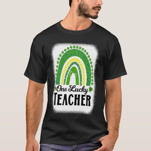 T-shirt Cute One Lucky Teacher Rainbow St Patrick's Day Bl (Devant)