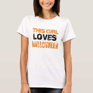T-shirt Cute Orange Black Cette fille aime Halloween