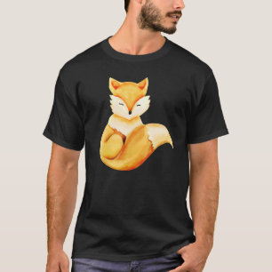 T-shirt Cute Orange Fox Vintage Aquarelle Faune Animal