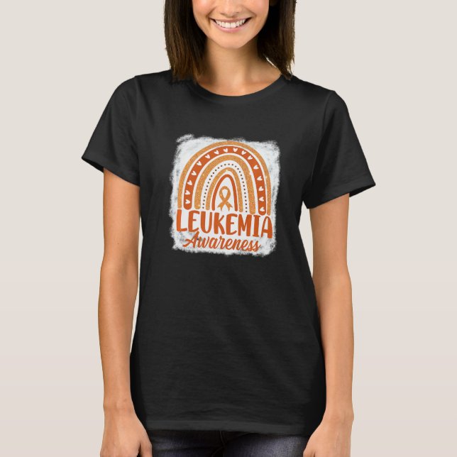 T-shirt Cute Orange Ruban Rainbow Bleached Leukemia Aware (Devant)