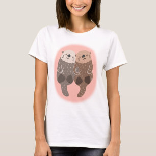 T-shirt Cute Otter Couple bras verrouillés Happy Otter gr