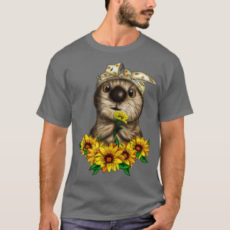 T-shirt Cute Otter Fleur de tournesol Lover animal