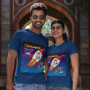 T-shirt Cute Outer Space Rocket Ship Blast Off Birthday