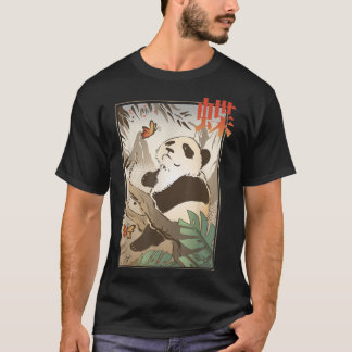 T-shirt Cute Panda Ours Papillon Japonais Japon Nature An