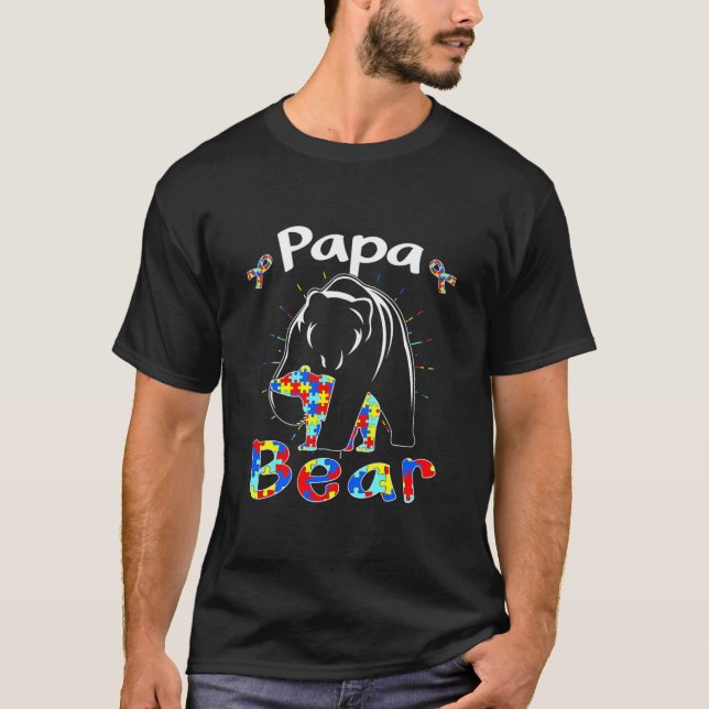 T-shirt Cute Papa Bear Sensibilisation sur l'autisme Famil (Devant)