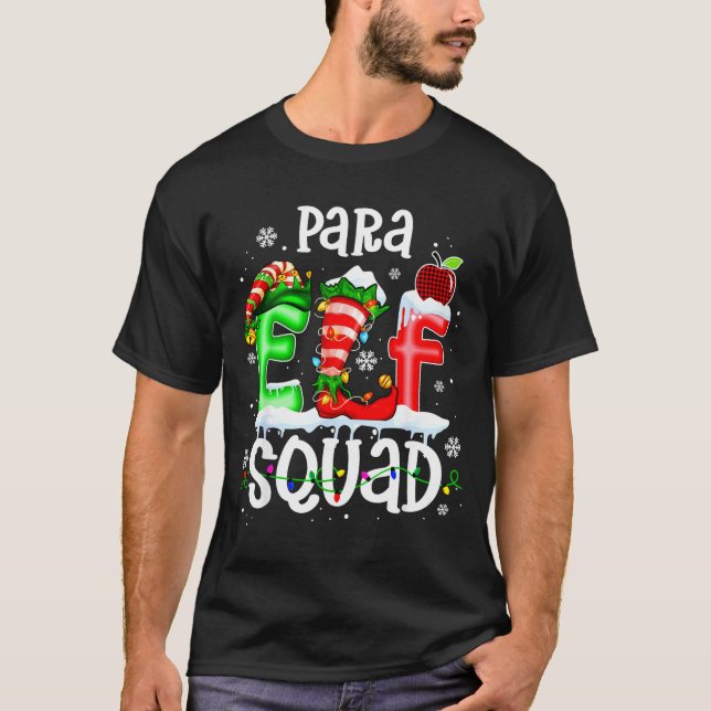 T-shirt Cute Para Elf Squad Funny Christmas Elf Kids Teach (Devant)