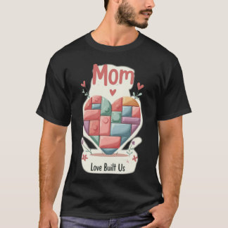 T-shirt Cute Pastel Building Block Heart MOM Love Built Us
