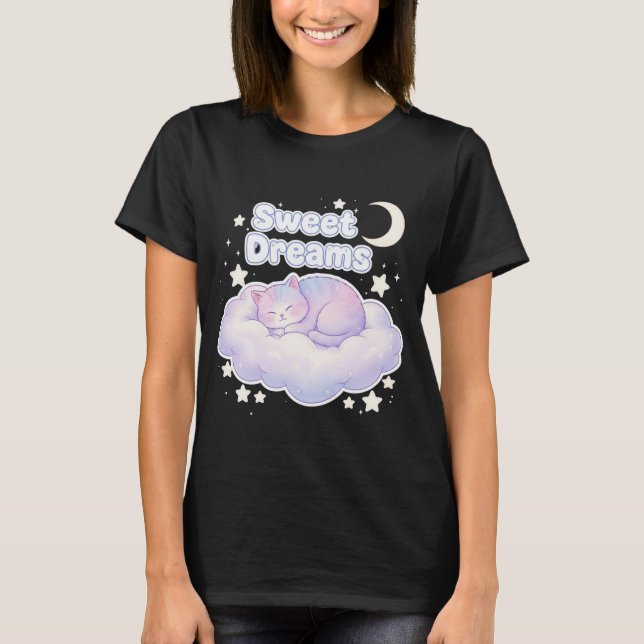 T-shirt Cute Pastel Sleeping Kitty Kawaii  (Devant)