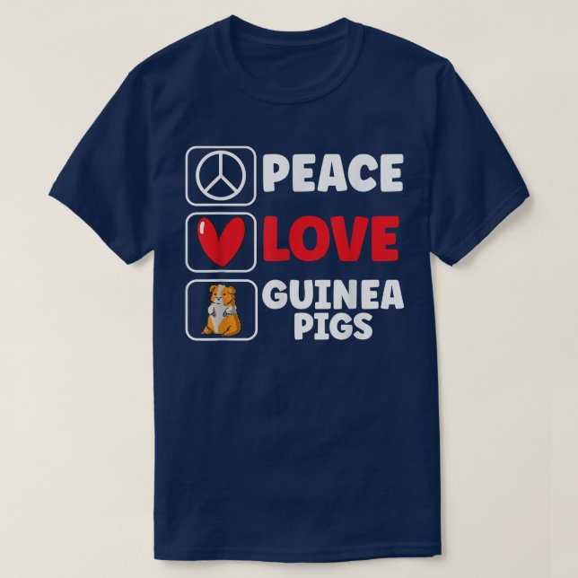 T-shirt Cute Peace Love Guinée Pigs  (Design devant)