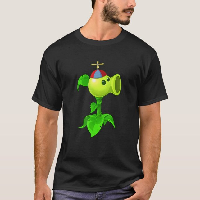 T-shirt Cute Peashooter Nostalgie Plantes Et Zombies Leaf  (Devant)