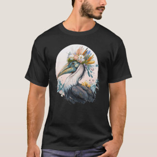 T-shirt Cute Pelican Bird Flower Crown Floral Birds
