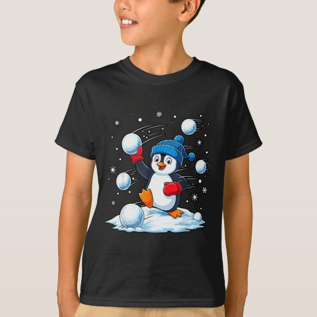 T-shirt Cute Penguin Christmas Pajamas Shirt Boys, Penguin (Devant)