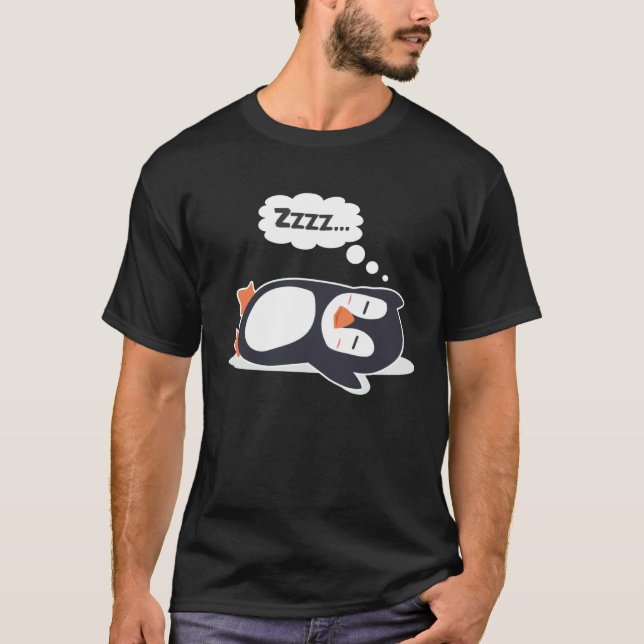 T-shirt Cute Penguin Lazy Sleeping arctic Bird (Devant)