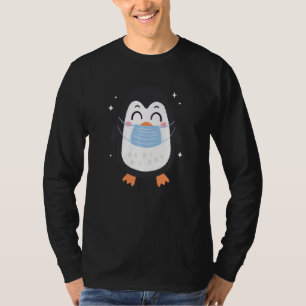 T-shirt Cute Penguin Porte Des Masques Visage Drôle Masque
