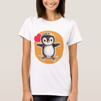 T-shirt Cute Penguin with a stakeboard