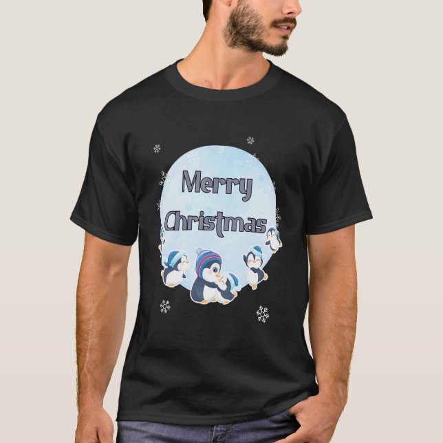 T-shirt Cute penguins  Merry Christmas (Devant)