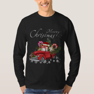 T-shirt Cute Père Noël Pomeranian équitation Camion Rouge