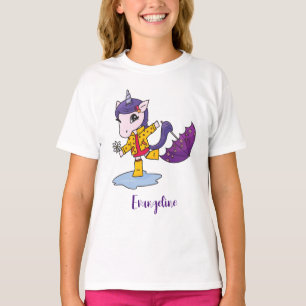 T-shirt Cute personnalisée et simple rose floral Unicorne