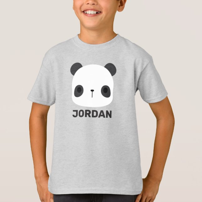 T-shirt Cute petit ours Panda avec nom personnalisé (Devant)