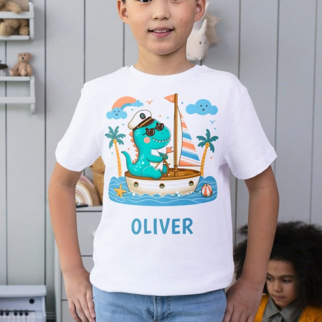 T-shirt Cute petit Trex Nautical Sailboat Capitaine (Créateur téléchargé)