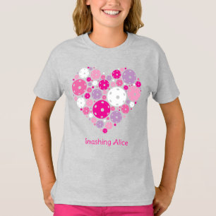 T-shirt Cute Pickleball 💘 Coeur texte personnalisé