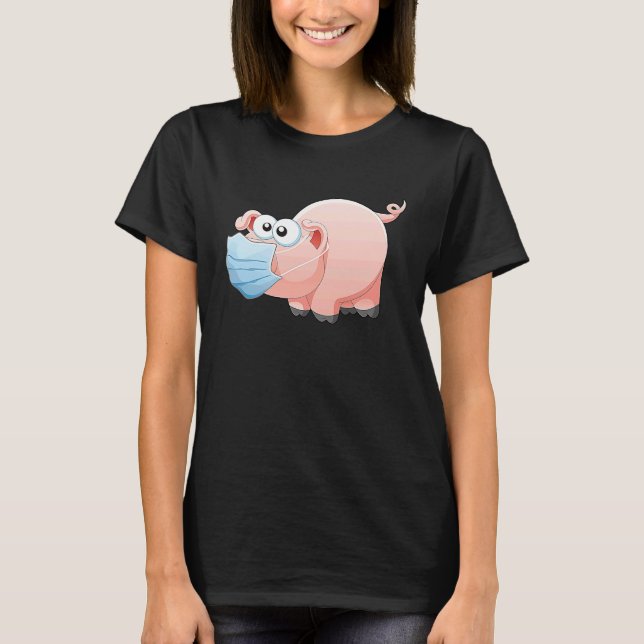 T-shirt Cute Pig in a Mask (Devant)