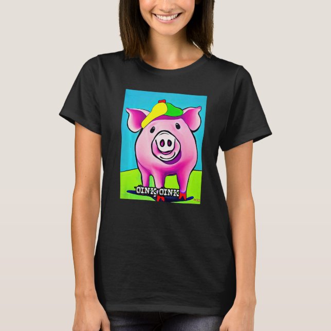 T-shirt Cute Pig Piggie Oink Oink  13 (Devant)