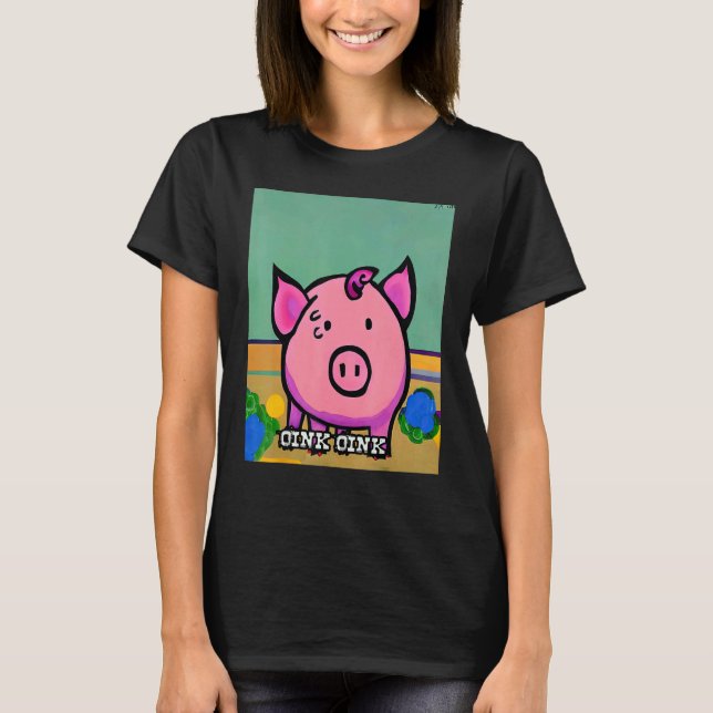 T-shirt Cute Pig Piggie Oink Oink 47 (Devant)