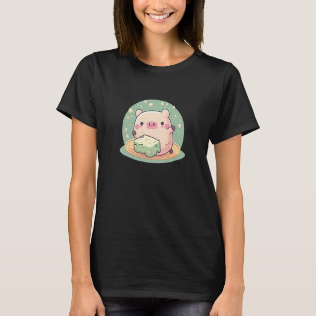 T-shirt Cute Pig Profite Du Tofu Adorable Animal Aime Déli (Devant)