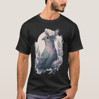 T-shirt Cute Pigeon Dove Bird Flower Crown Pet Birds  1