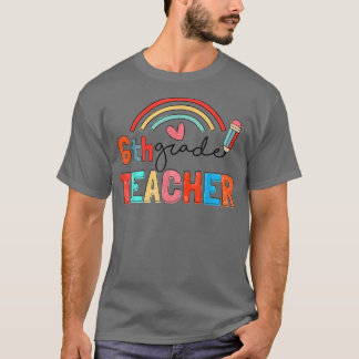 T-shirt Cute pinceau Arc-en-ciel Enseignant 6e année Retou