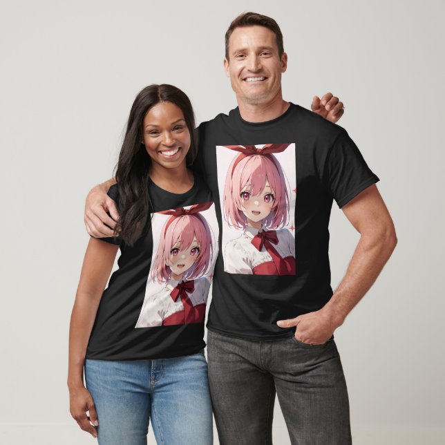 T-shirt Cute Pink-Haired Anime Girl Illustration (Unisexe)