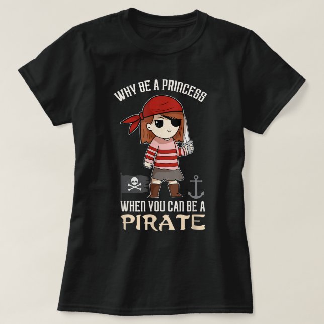 T-shirt Cute Pirate Girl Empowerment Design (Design devant)