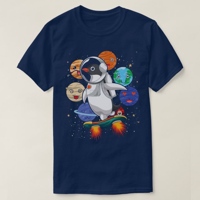 T-shirt Cute Planètes Space Zoo Animal Science Pingouin (Design devant)