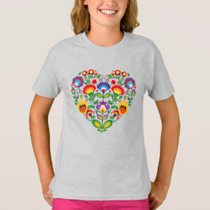 T-shirt 💗 Cute polish Folk Wycinanki coeur