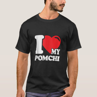 T-shirt Cute Pomchi Amoureux des chiens Maman Papa J'aime 