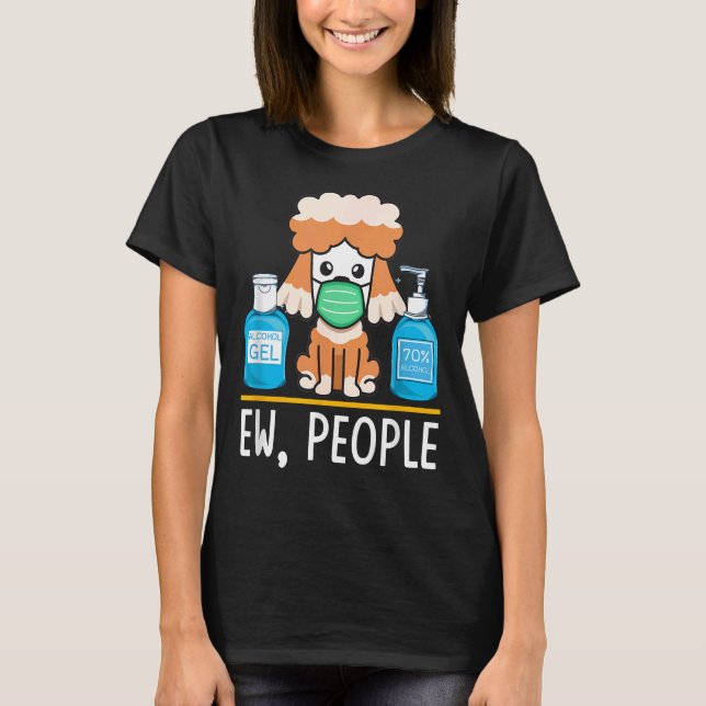 T-shirt Cute Poodle Chien Visage Masque Masque Main Saniti (Devant)
