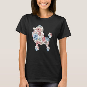 T-shirt Cute Poodle Propriétaire Fleur Floral Silhouette C