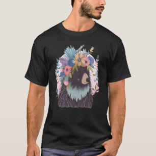 T-shirt Cute Porcupine Fleur Couronne Aquarelle Florale