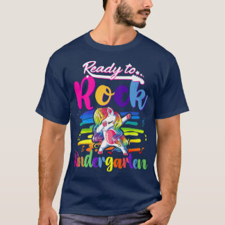 T-shirt Cute Prêt À Rock Kindergarten Unicorn 1Er Jour De