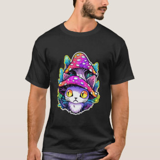 T-shirt Cute Psychedelic Chat Mushroom Art Trippy EDM Rave