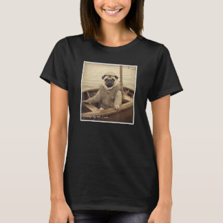 T-shirt Cute Pug Fisherman on a Boat Humor